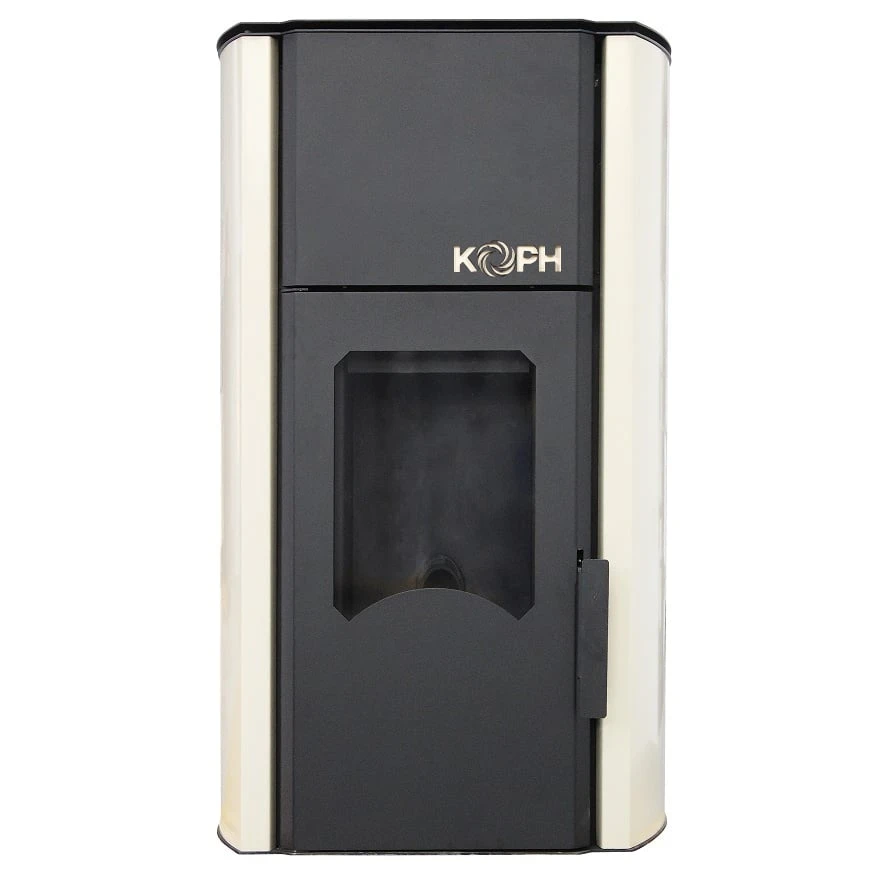 Pachet termosemineu cu peleti KOPH PM 30 kW, 200 mp, buncar peleti 30 kg, diametru cos fum ⌀80 mm, pompa recirculare si vas expansiune incorporate, Crem - imagine 3