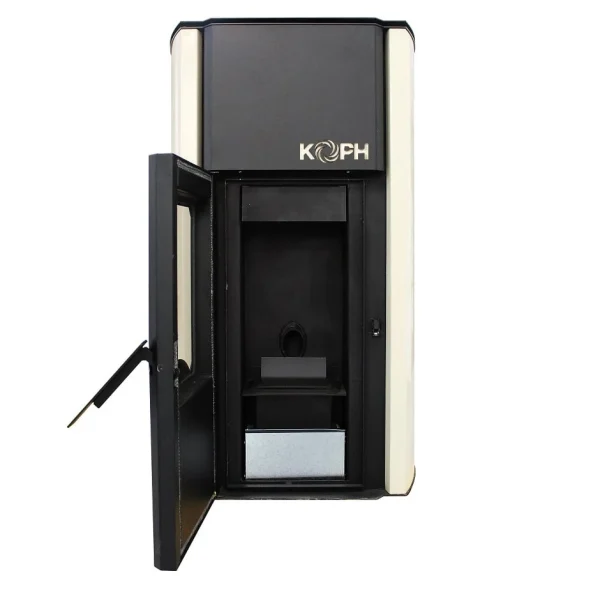 Pachet termosemineu cu peleti KOPH PM 30 kW, 200 mp, buncar peleti 30 kg, diametru cos fum ⌀80 mm, pompa recirculare si vas expansiune incorporate, Crem - imagine 4
