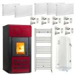 Pachet complet termosemineu pe peleti Termax Kamin ECO 25 kW, pompa de reciculare si vas expansiune inclus, 6 calorifere, boiler termoelectric 100 litri si 6 seturi robineti - imagine 6